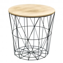 STOLIK METALOWY CZARNY BRĄZOWY h 40cm