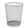 ŚMIETNIK BIUROWY METALOWY SREBRNY 28x26cm 15L KOSZ NA ŚMIECI