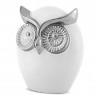 FIGURKA SOWA BIAŁA SREBRNA 18cm CERAMICZNA