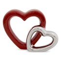 FIGURKA 2 SERCA DWA CZERWONA SREBRNA 12x15cm CZERWONE SERCE CERAMICZNA