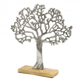 FIGURKA DRZEWO SREBRNA BRĄZOWA 33cm DREWNIANA METALOWA DRZEWA LOFT 30 35