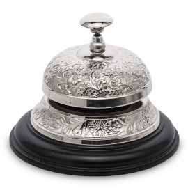 DZWONEK RECEPCYJNY HOTELOWY BARMAŃSKI SREBRNY CZARNY 10x13cm ZDOBIONY DEKORACYJNY