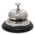 DZWONEK RECEPCYJNY HOTELOWY BARMAŃSKI SREBRNY CZARNY 10x13cm ZDOBIONY DEKORACYJNY