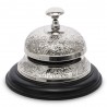 DZWONEK RECEPCYJNY HOTELOWY BARMAŃSKI SREBRNY CZARNY 10x13cm ZDOBIONY DEKORACYJNY