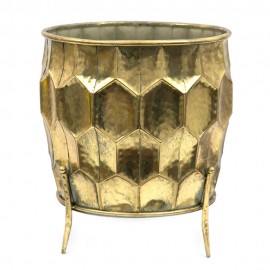 DONICZKA OSŁONKA ZŁOTA 35x30x30cm NA NÓŻKACH METALOWA ZDOBIONA DONICA