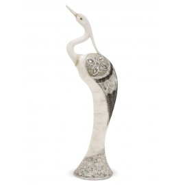 FIGURKA CZAPLA BIAŁA ECRU SZARA 40cm