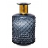 WAZON NIEBIESKI 22x12cm SZKLANY METALOWY BUTELKA