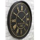 ZEGAR ŚCIENNY CZARNY ZŁOTY VINTAGE 80cm DREWNIANY RETRO RZYMSKIE CYFRY