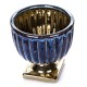 DONICZKA NIEBIESKA ZŁOTA 15x14cm NA NÓŻCE DONICA ZDOBIONA 15cm