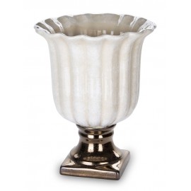 DONICZKA OSŁONKA CERAMICZNA BEŻOWA BRĄZOWA 25x20cm NA NÓŻCE STYLOWA 25cm