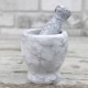 MOŹDZIERZ GRANITOWY SZARY 11x10cm Z TŁUCZKIEM MARMUROWY BIAŁY MOŹDZIEŻ