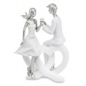 FIGURKA ZAKOCHANA PARA NA SERCU 23cm BIAŁA SREBRNA Z SERCEM 25cm 20cm