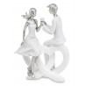 FIGURKA ZAKOCHANA PARA NA SERCU 23cm BIAŁA SREBRNA Z SERCEM 25cm 20cm