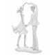 FIGURKA ZAKOCHANA PARA Z SERCEM 27cm BIAŁA SREBRNA MIŁOŚĆ W SERCU 25 30