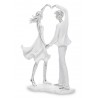 FIGURKA ZAKOCHANA PARA Z SERCEM 27cm BIAŁA SREBRNA MIŁOŚĆ W SERCU 25 30