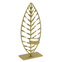ŚWIECZNIK METALOWY ZŁOTY LIŚĆ 22x9x5cm TEALIGHT
