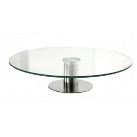 PATERA SZKLANA METALOWA SREBRNA OBROTOWA 30cm NA PRZEKĄSKI CIASTA TORTOWNICA