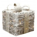 PREZENT LED BRĄZOWY BIAŁY RATTANOWY ŚWIECĄCY 18x16cm ŚWIĄTECZNY 15