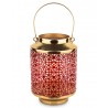 LAMPION METALOWY ZŁOTY CZERWONY 35x15cm