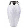 WAZON CERAMICZNY BIAŁY SREBRNY 24x14cm TŁOCZONY