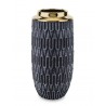 WAZON CZARNY ZŁOTY CERAMICZNY 25x12cm ZDOBIONY