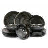 SERWIS OBIADOWY CZARNY CERAMICZNY ZESTAW 18 EL