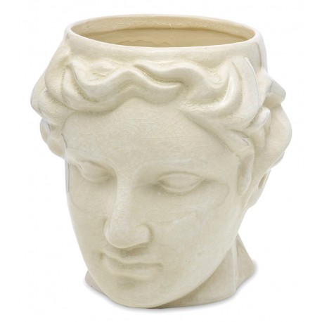 DONICZKA GŁOWA KREMOWA 20cm CERAMICZNA DONICA OSŁONKA 20cm TWARZ MĘŻCZYZNY