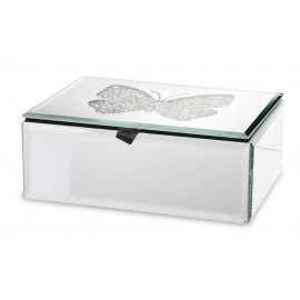 SZKATUŁKA LUSTRZANA Z LUSTER NA BIŻUTERIĘ 16x12cm z MOTYLEM GLAMOUR