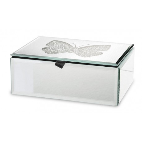 SZKATUŁKA LUSTRZANA Z LUSTER NA BIŻUTERIĘ 16x12cm z MOTYLEM GLAMOUR