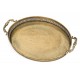 TACA OWALNA METALOWA ZŁOTA 40x27cm Z UCHWYTAMI DEKORACYJNA RETRO 30