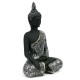 FIGURKA BUDDA MNICH MODLĄCY SIĘ SREBRNY CZARNY 27x21cm SIEDZĄCY TILAKA 