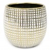 DONICZKA CERAMICZNA BIAŁA ZŁOTA 14x16cm KRATKA
