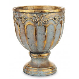 DONICZKA KIELICH ZŁOTA SZARA 24x19cm ZŁOTY CEMENTOWA OSŁONKA 25cm LOFT