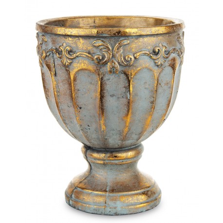 DONICZKA KIELICH ZŁOTA SZARA 24x19cm ZŁOTY CEMENTOWA OSŁONKA 25cm LOFT