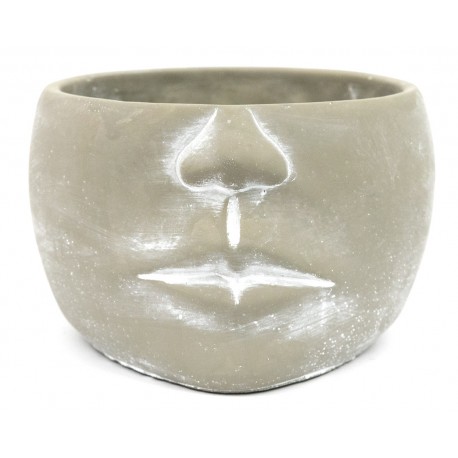 DONICZKA SZARA GŁOWA 21x14cm CEMENTOWA DONICA OSŁONKA TWARZ BETON 20CM