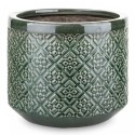 DONICZKA ZIELONA OKRĄGŁA 14x15cm CERAMICZNA OSŁONKA ZDOBIONA