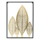OBRAZ DEKORACJA ŚCIENNA LIŚCIE 55x44cm METALOWA CZARNA ZŁOTA ZŁOTE LIŚCIE