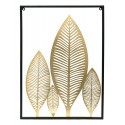 DEKORACJA METALOWA ŚCIENNA CZARNA ZŁOTA LIŚCIE 55x40cm OBRAZ