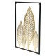 OBRAZ DEKORACJA ŚCIENNA LIŚCIE 55x44cm METALOWA CZARNA ZŁOTA ZŁOTE LIŚCIE