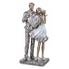 FIGURKA ZAKOCHANA PARA Z SERCEM 25cm SREBRNA BŁĘKITNA ZŁOTA