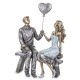 FIGURKA ZAKOCHANA PARA Z SERCEM 23cm SREBRNA BŁĘKITNA ZŁOTA 20 25