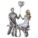 FIGURKA ZAKOCHANA PARA Z SERCEM 23cm SREBRNA BŁĘKITNA ZŁOTA 20 25