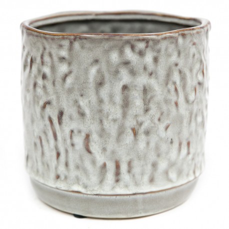 DONICZKA CERAMICZNA SZARA BRĄZOWA 13x13cm ZDOBIONA OSŁONKA POŁYSK