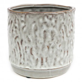 DONICZKA CERAMICZNA SZARA BRĄZOWA 15x15cm ZDOBIONA OSŁONKA POŁYSK