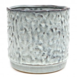 DONICZKA CERAMICZNA SZARA BŁĘKITNA 17x17cm ZDOBIONA OSŁONKA POŁYSK