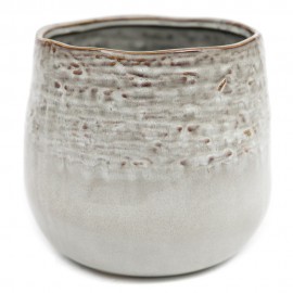 DONICZKA CERAMICZNA SZARA BRĄZOWA 10x10cm ZDOBIONA OSŁONKA POŁYSK