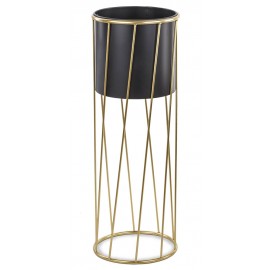 DONICZKA OSŁONKA ZE STOJAKIEM 70x24cm CZARNA ZŁOTA METALOWA NA STOJAKU 70cm