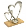 ŚWIECZNIK SREBRNY BRĄZOWY 2 SERCA 25cm TEALIGHT FIGURKA