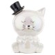 SKARBONKA KOT Z KAPELUSZEM BIAŁA CERAMICZNA Z TĘCZOWYMI REFLEKSAMI