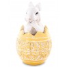 FIGURKA ZAJĄC W JAJKU 13cm ZÓŁTY BIAŁY KRÓLIK